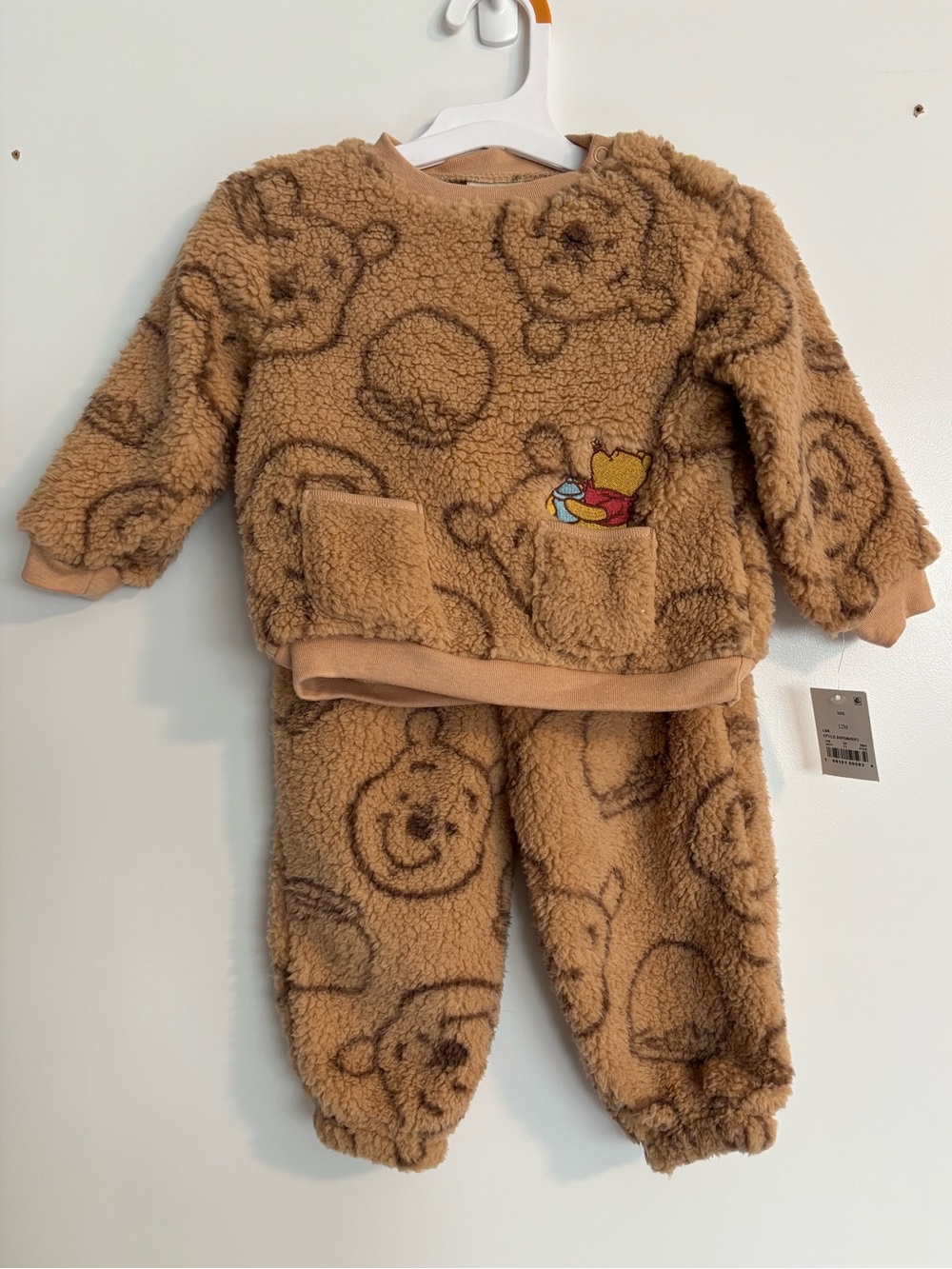 Disney Baby Winnie The Pooh Sherpa Sweater & Pants Set Brown 12 Months Cozy Soft